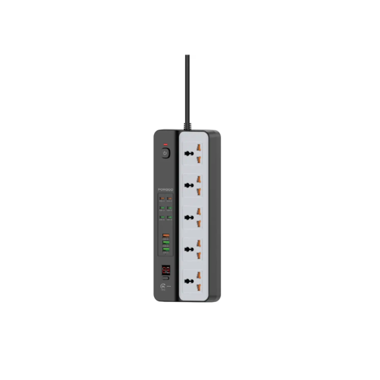 Porodo 3000W | 5AC Universal Power Strip with 9 USB Ports (6C + 3A) - Black Porodo 3000W | 5AC Universal Power Strip with 9 USB Ports (6C + 3A) - Black