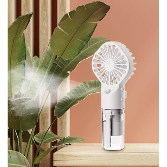 Handheld misting fan, cooling water mist