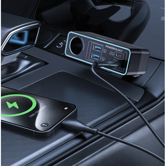 Powerology Brio 125W Multi-Port Car Charger - Black