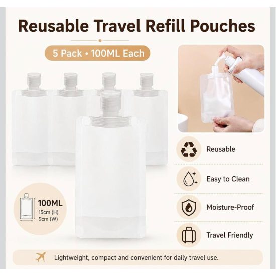 Refillable travel pouch