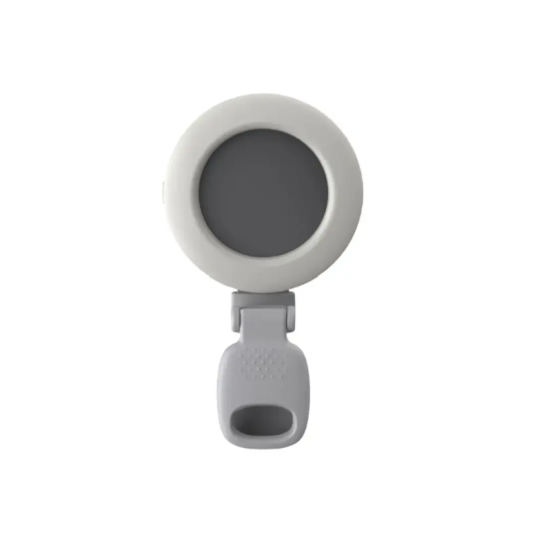 مصباح إضاءة حلقي (Ring Light) مع مرآة ومشبك تثبيت - أبيض
