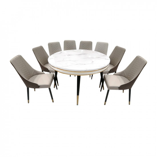طاولة طعام رخام مع أرجل معدنية 8 كراسي