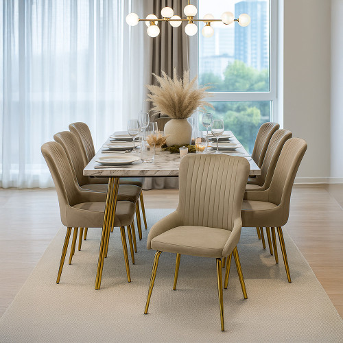 طقم طاولات طعام 8 كراسي سطح رخامي