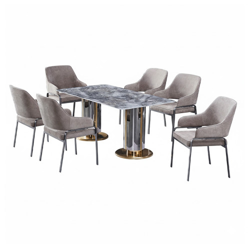 طقم طاولات طعام 6 كراسي سطح رخامي