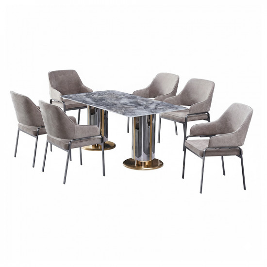 طقم طاولات طعام 6 كراسي سطح رخامي
