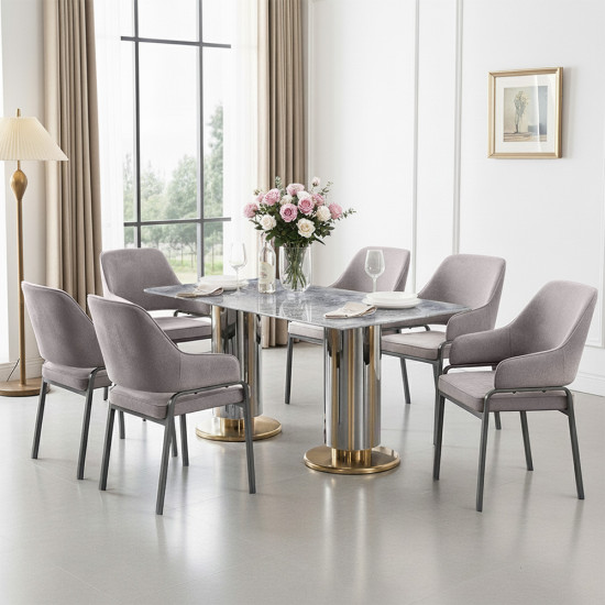 طقم طاولات طعام 6 كراسي سطح رخامي