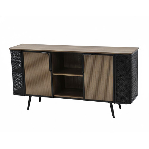 بوفيه صالة بتصميم عصري خشب وهيكل معدني