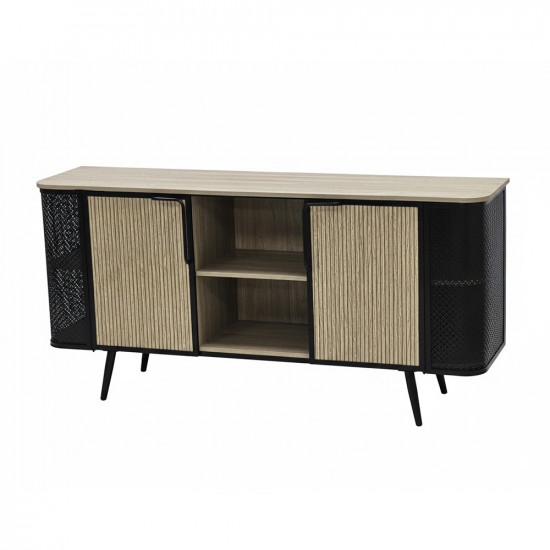 بوفيه صالة بتصميم عصري خشب وهيكل معدني