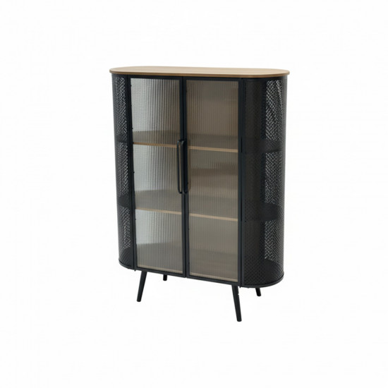 بوفيه جانبي بتصميم عصري خشب وهيكل معدني