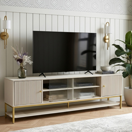 وحدة تلفاز خشبية مع أدراج ورف سلفي أنيق