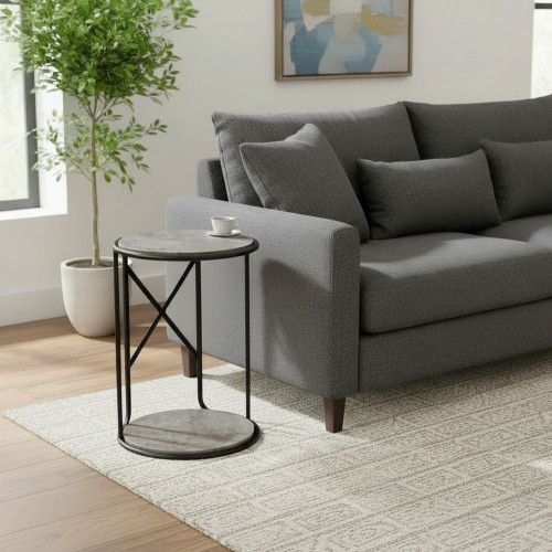 طاولة جانبية عملية بقاعدة خشبية رمادي