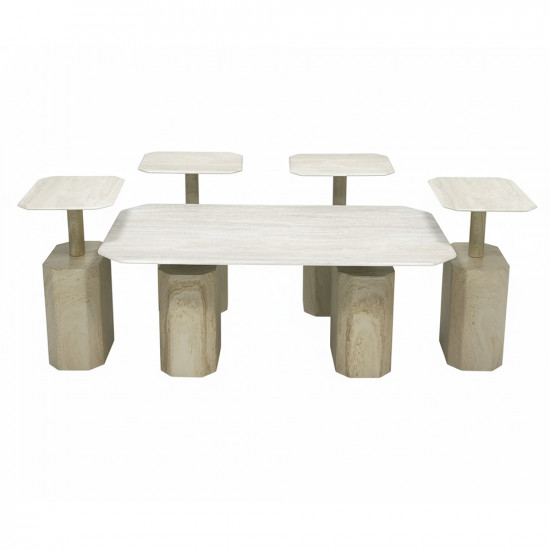 طقم طاولات قهوة 5 قطع معدني مع سطح سيراميك