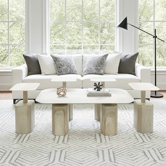 طقم طاولات قهوة 5 قطع معدني مع سطح سيراميك