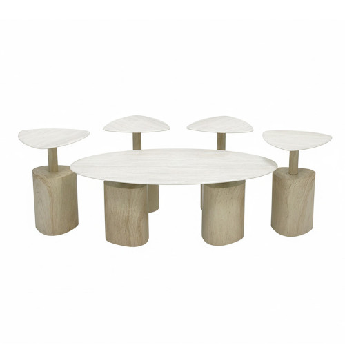 طقم طاولات قهوة 5 قطع معدني مع سطح سيراميك