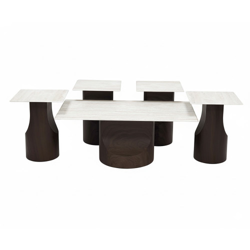 طقم طاولات قهوة 5 قطع معدني مع سطح سيراميك