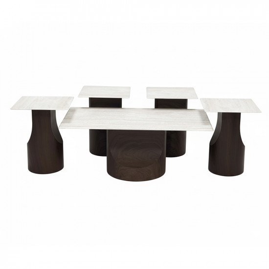 طقم طاولات قهوة 5 قطع معدني مع سطح سيراميك