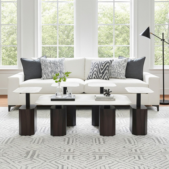 طقم طاولات قهوة 5 قطع معدني مع سطح سيراميك