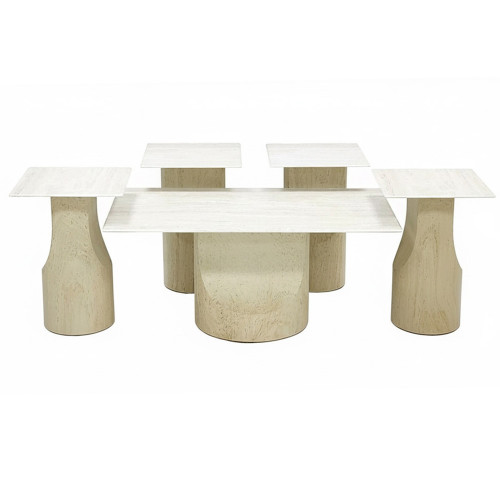 طقم طاولات قهوة 5 قطع معدني مع سطح سيراميك