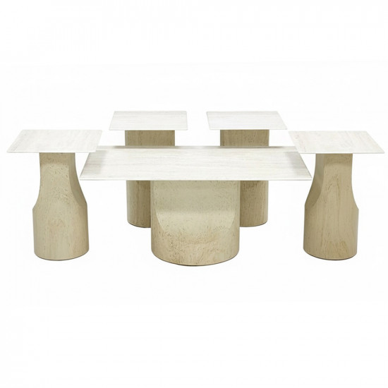 طقم طاولات قهوة 5 قطع معدني مع سطح سيراميك