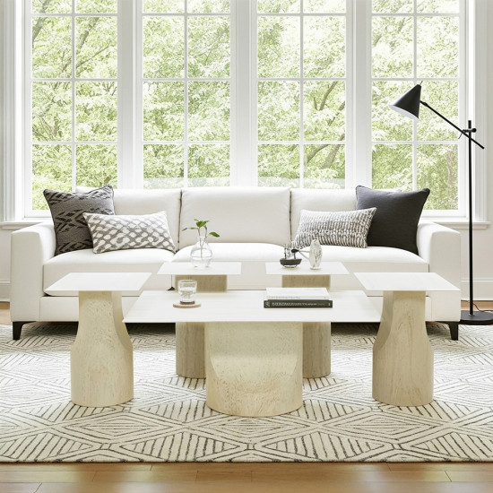 طقم طاولات قهوة 5 قطع معدني مع سطح سيراميك