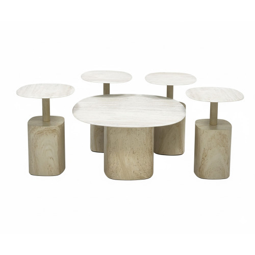 طقم طاولات قهوة 5 قطع معدني مع سطح سيراميك