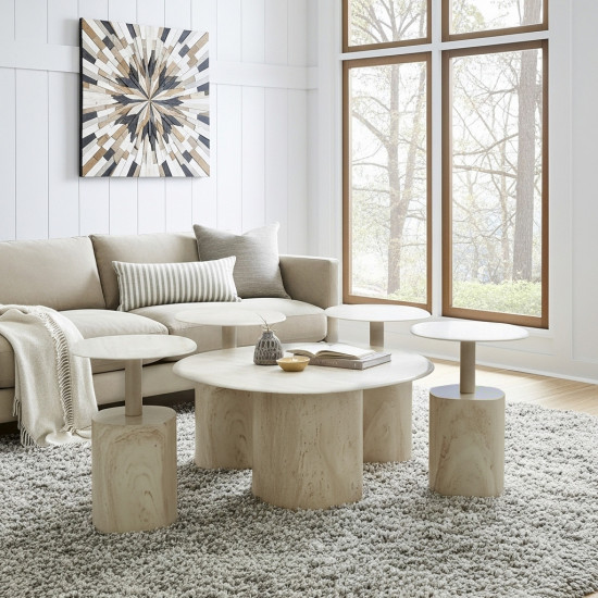 طقم طاولات قهوة 5 قطع معدني مع سطح سيراميك