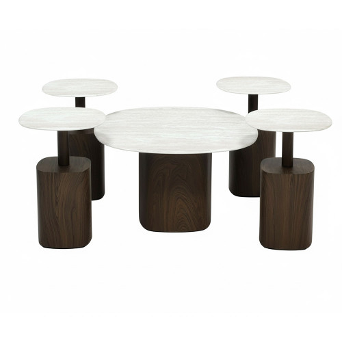 طقم طاولات قهوة 5 قطع معدني مع سطح سيراميك