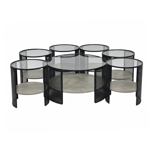 طقم طاولات قهوة 7 قطع 2 دور سطح زجاجي