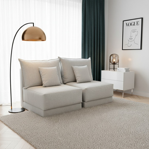 كنبة موديولية 2 مقاعد قماش رمادي