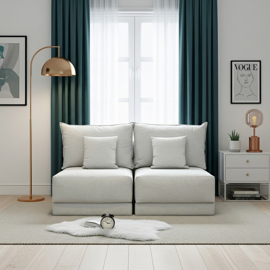 كنبة موديولية 2 مقاعد قماش رمادي