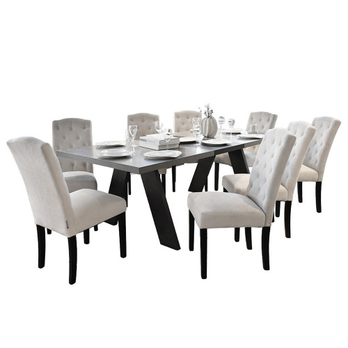 طقم طاولة طعام 8 كراسي مع بوفيه معدني عصري