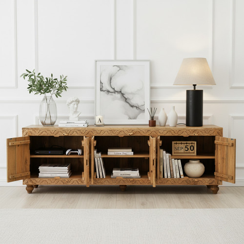 وحدة تلفزيون خشب عصرية 200 سم