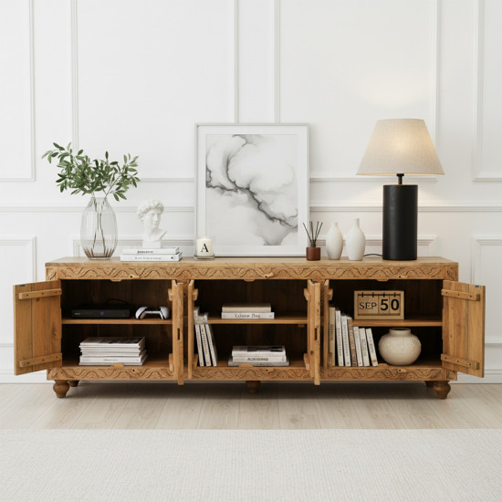 وحدة تلفزيون خشب عصرية 200 سم