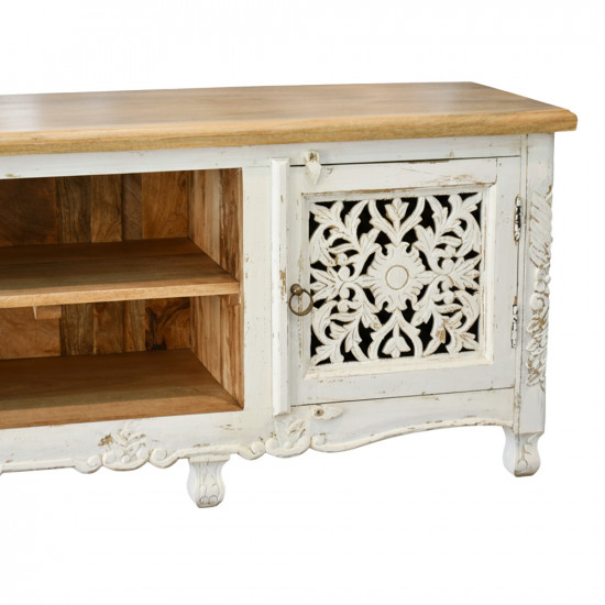 وحدة تلفزيون خشب حفر فاخر 200 سم