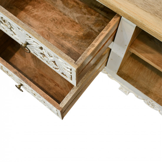 وحدة تلفزيون خشب حفر فاخر 200 سم