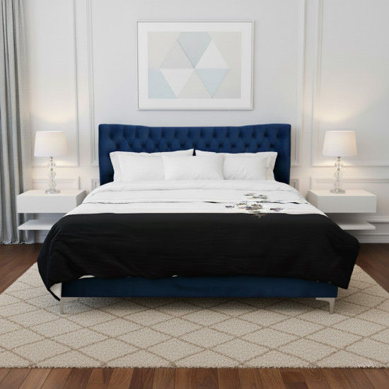 سرير تنجيد مخملي عصري كابتونيه أزرق سرير تنجيد مخملي عصري كابتونيه أزرق