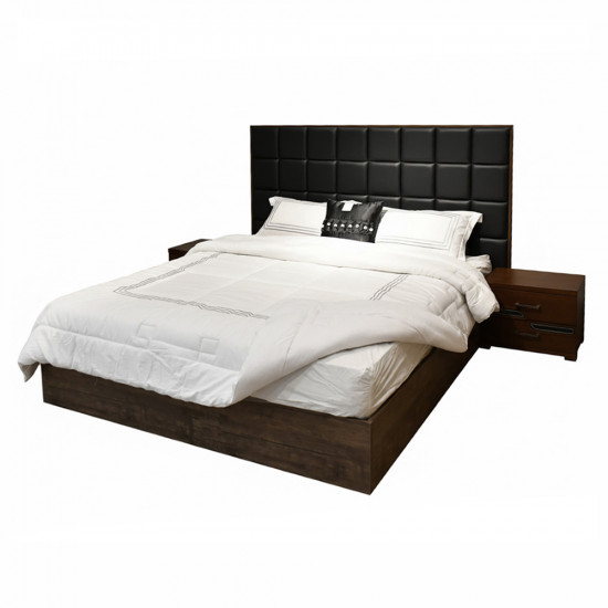 سرير جلد مزدوج تصميم فندقي مع 2 كومودينو