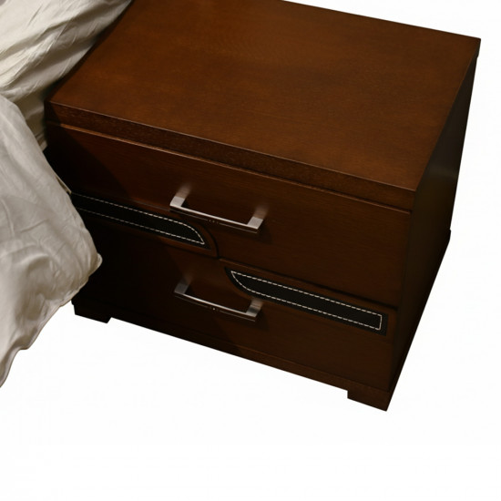 سرير جلد مزدوج تصميم فندقي مع 2 كومودينو