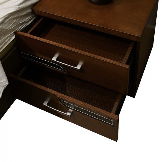 سرير جلد مزدوج تصميم فندقي مع 2 كومودينو