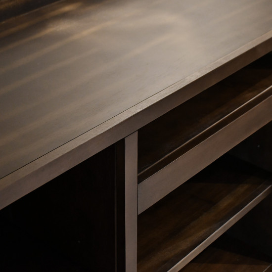 وحدة تلفاز خشبية مودرن بأبواب زجاجية بني