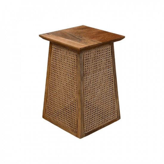 طاولة قهوة جانبية عصرية خشب مع راتان