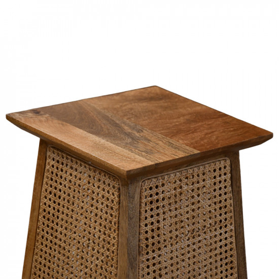 طاولة قهوة جانبية عصرية خشب مع راتان