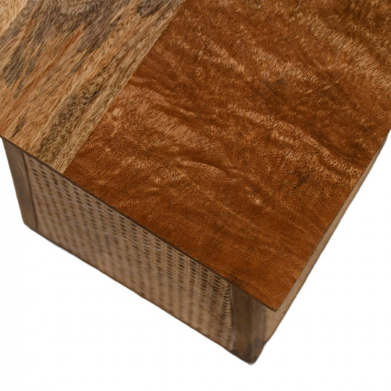 طاولة قهوة جانبية عصرية خشب مع راتان