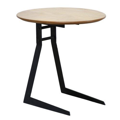 طاولة قهوة جانبية خشب بأرجل معدنية