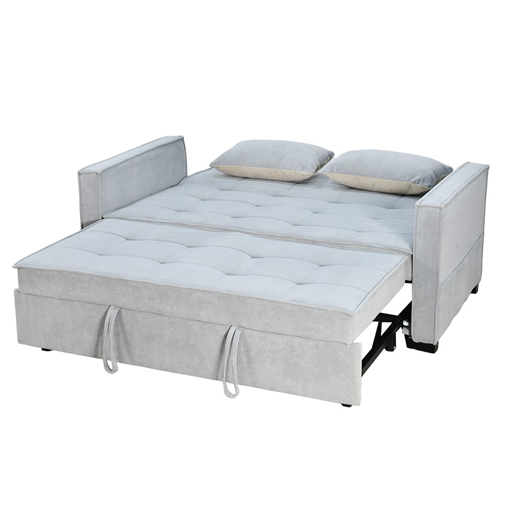 كنبة مفرد مودرن قابلة للتعديل الي سرير رمادي