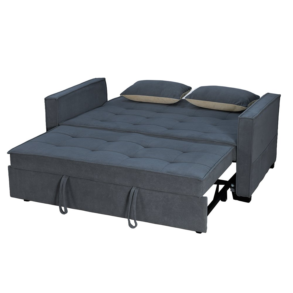 كنبة مفرد مودرن قابلة للتعديل الي سرير رمادي غامق