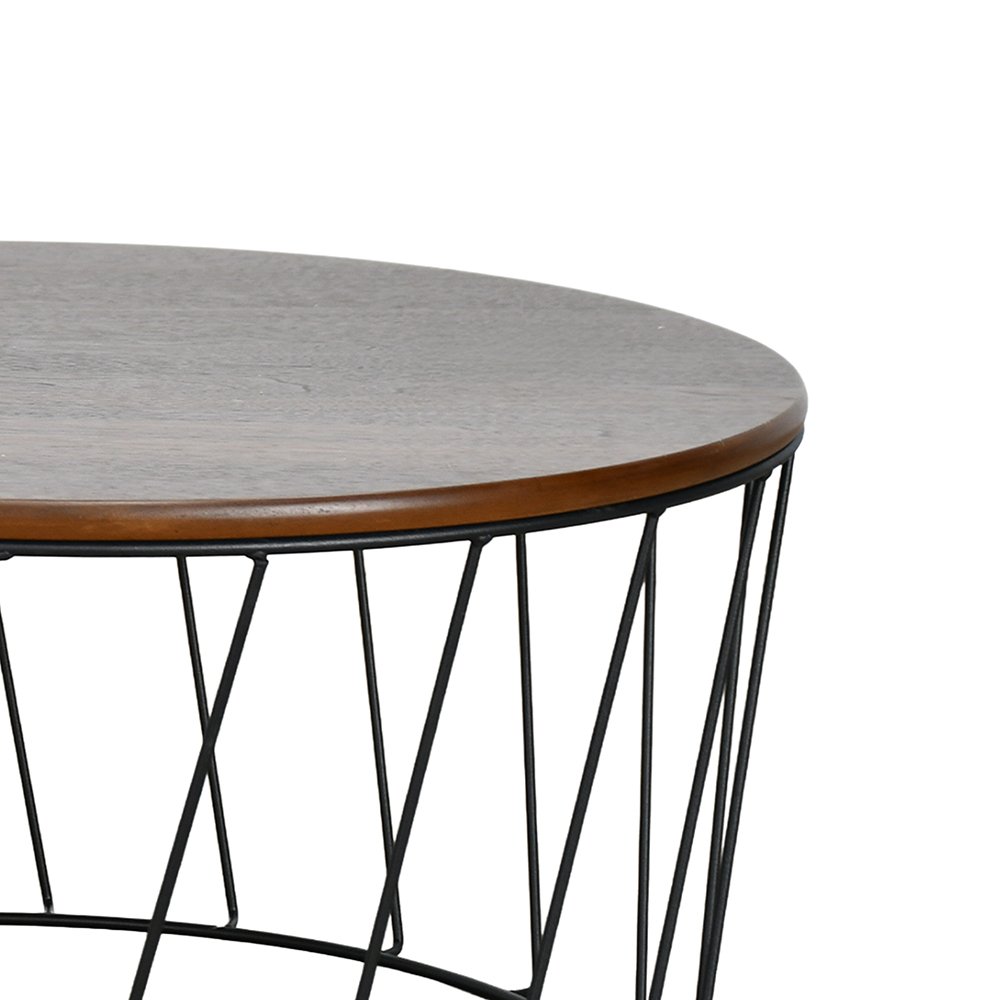 طاولة قهوة مودرن خشب بقاعدة معدنية بني 