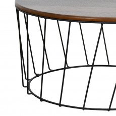 طاولة قهوة مودرن خشب بقاعدة معدنية بني 