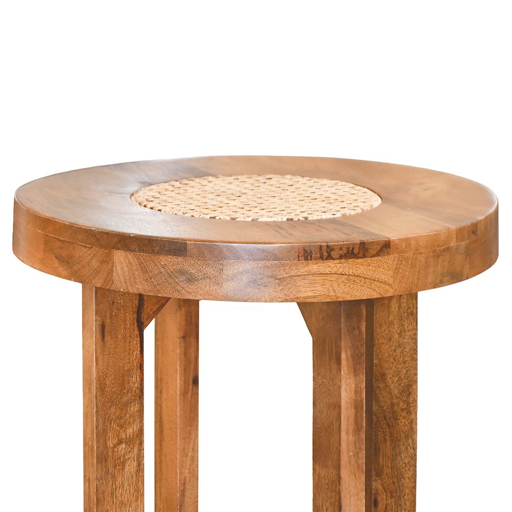 طاولة قهوة جانبية تصميم مودرن خشب مع راتان