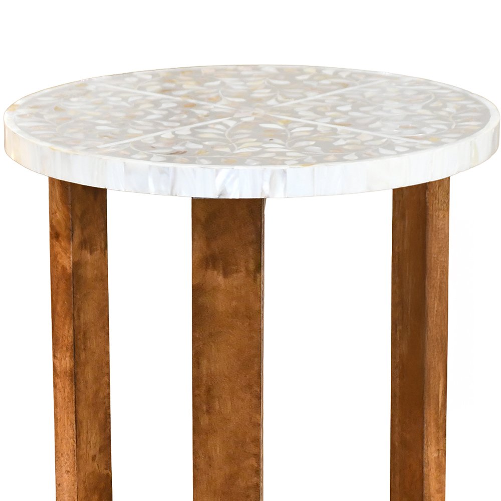 طاولة قهوة جانبية تصميم مودرن رخام بارجل خشبية